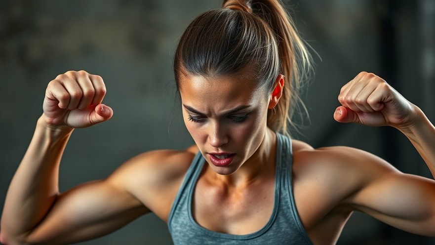 Focused athletic woman performing Arnold Press for her shoulder workout.