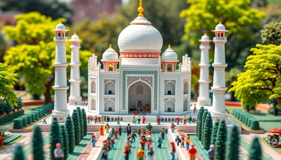 Lego Taj Mahal with vibrant figures, early retirement vacation idea.