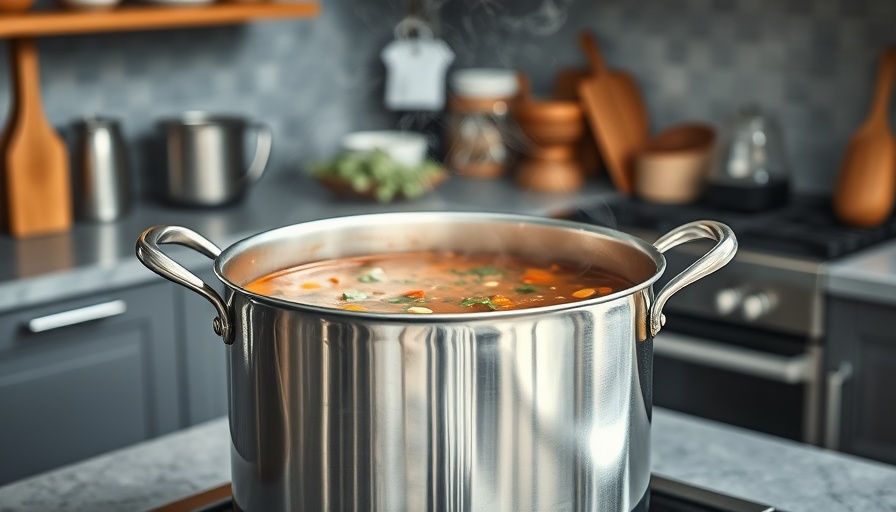 DIY kitchen scene with large stock pot for holiday hosting