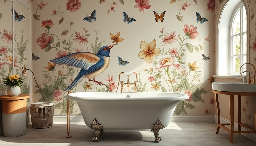 Luxurious DIY-inspired bathroom with artistic floral mural
