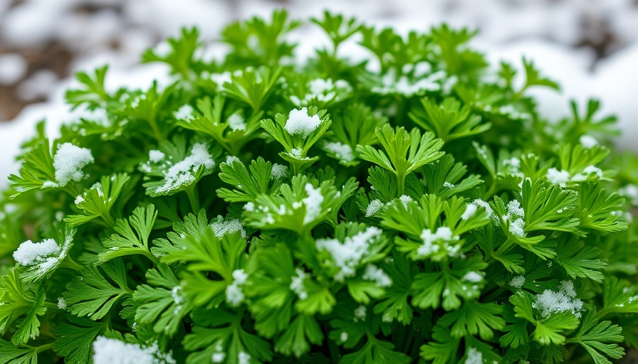 Parsley with snow in winter garden - how to grow parsley in winter.