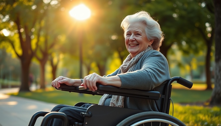 Woman enjoying a park in innovative wheelchair design.