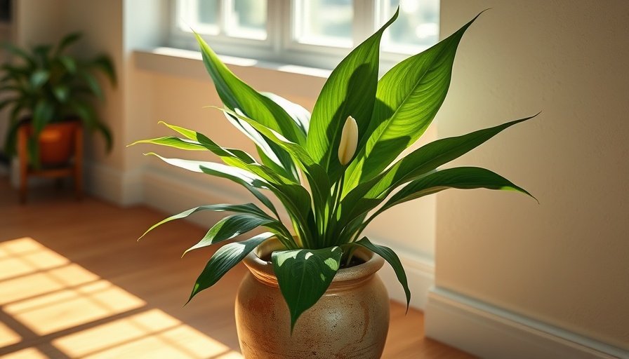 Lush houseplant purifies air in sunny room corner.