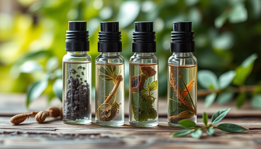 Herbal roll-on remedies for headache, sleep, cold & flu on wooden surface.