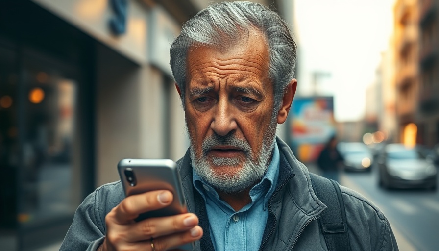 Concerned senior man on phone, urban setting, virtual kidnapping scams.