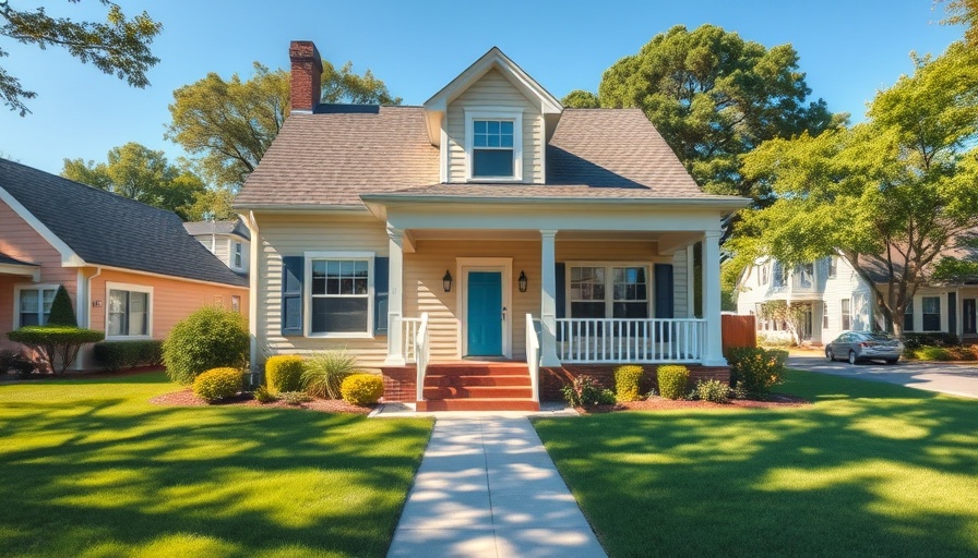 Charming suburban home with a porch in a sunny setting.