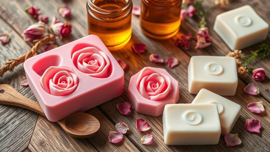 Making lotion bars with rose mold and natural ingredients.