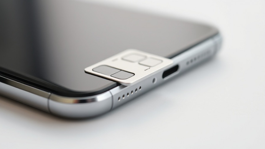 SIM card slot on phone with tiny holes visible.