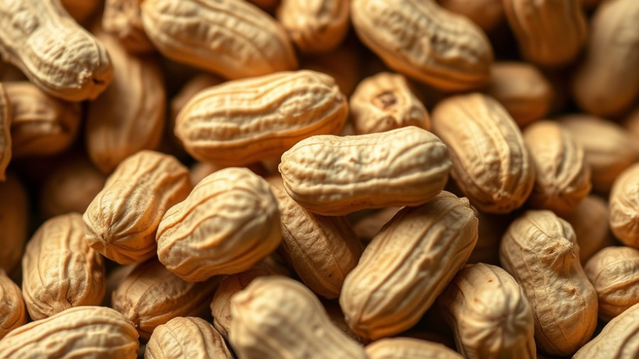 Close-up of peanut pile illustrating peanut allergies in children.