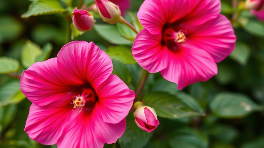 Vibrant flowers of best Rose of Sharon varieties in garden.