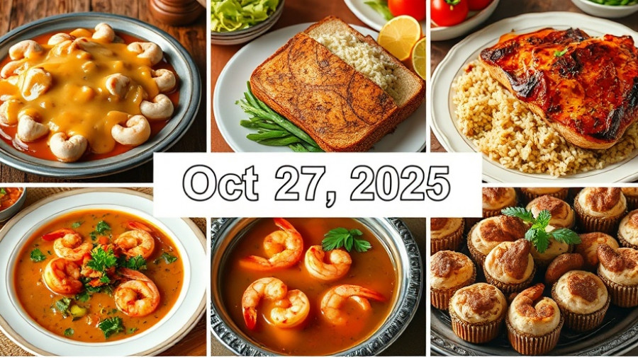 Weekly meal plan collage with assorted dishes, Oct 27, 2025.