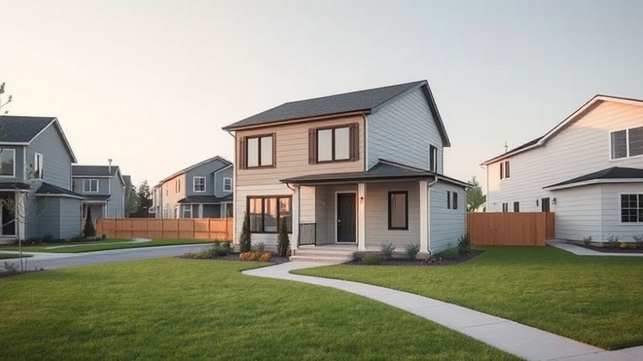 Beautiful suburban house with green lawn under overcast sky.