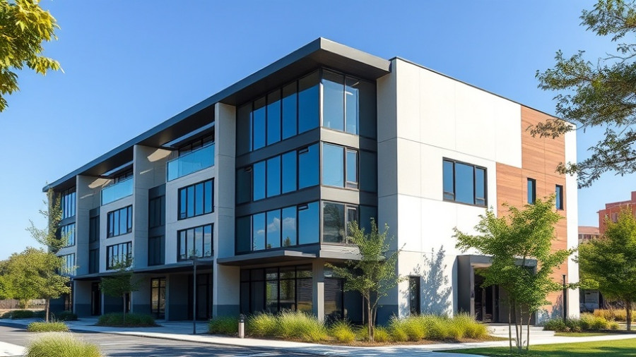 Modern duplex structure contrasting with townhouse design