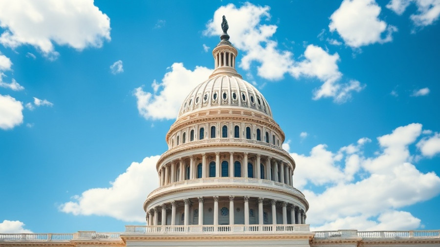 U.S. Capitol building under a blue sky addressing hospital cybersecurity risks during government shutdown.
