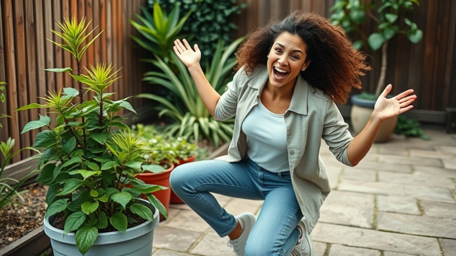 Give Your Plants New Life: Woman tending to potted plant in garden.