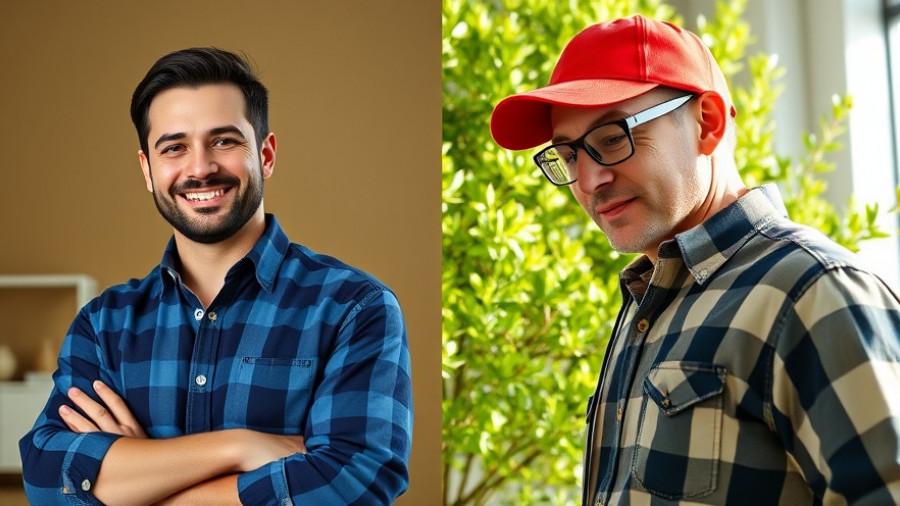 Composite image of two men with zip tie focus, reuse zip ties.