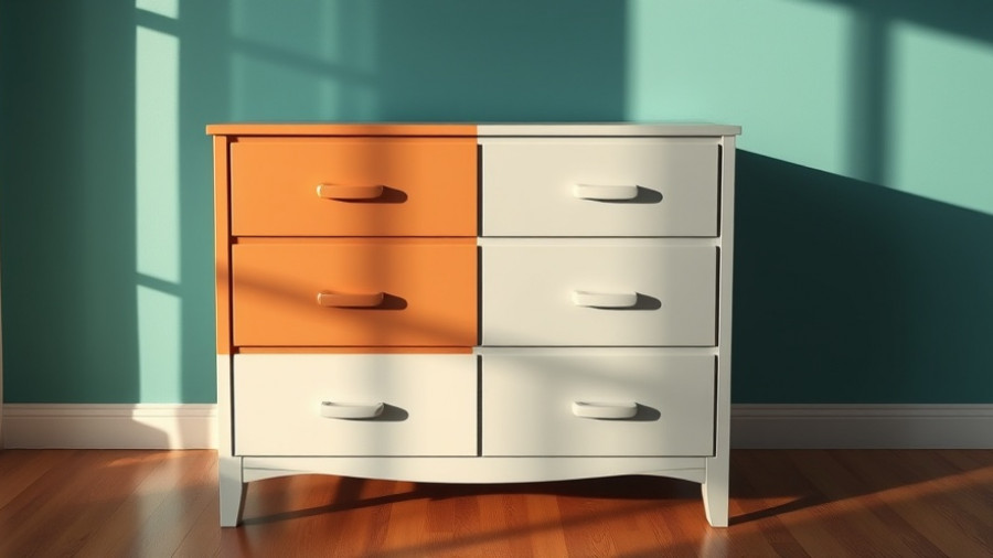 Dresser Paint Color Options on display in a sunlit room with hardwood floors.
