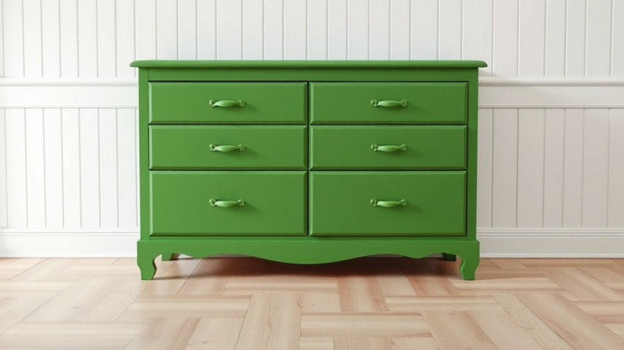 Green-painted dresser drawers in bedroom paint color selection scene.