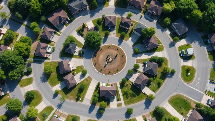 Aerial suburban view showcasing street patterns for special assessments closing.
