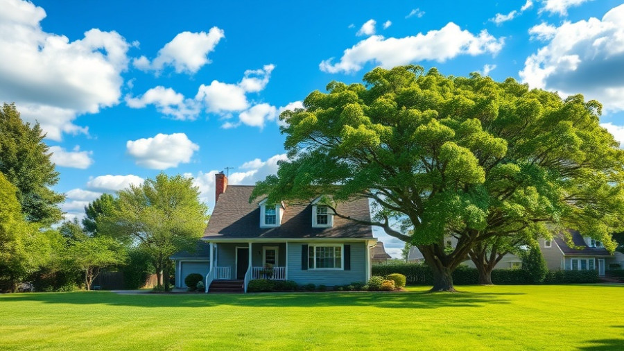 Charming suburban house with a lush lawn and clear sky.