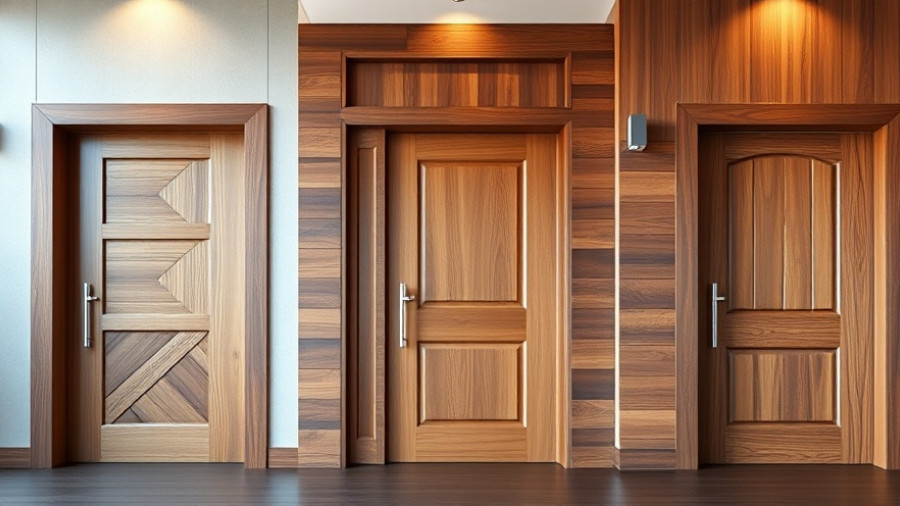 Stylish wooden entrance door design with modern architectural flair.