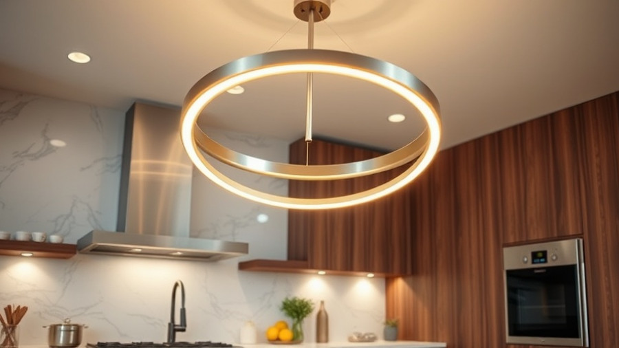 Modern Costco fandelier in a sleek kitchen setting