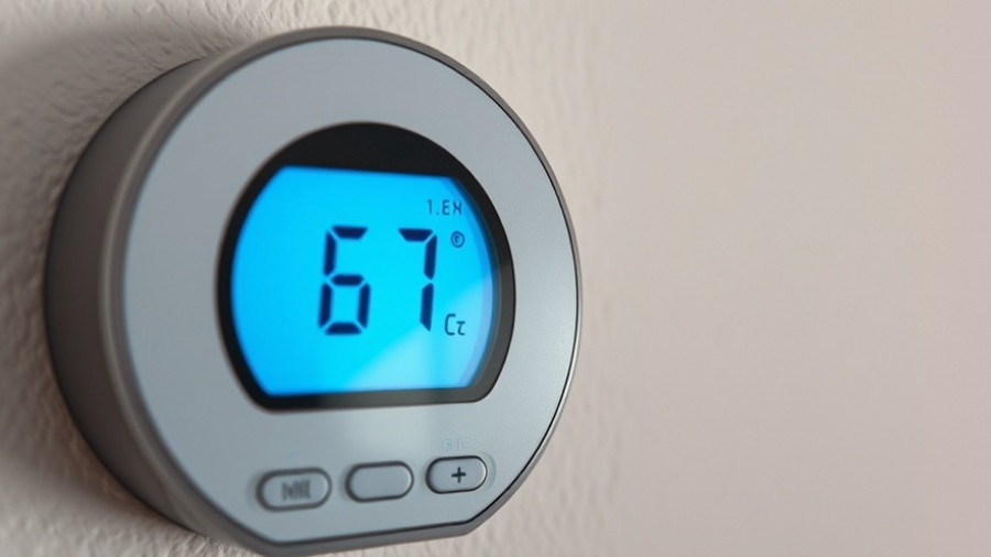 Digital thermostat set at 61 degrees to save on holiday energy bills.