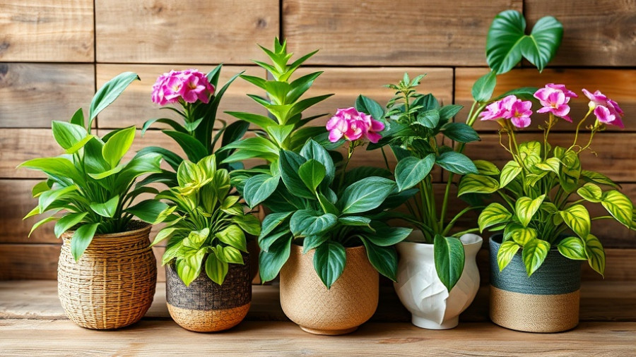 Beautiful fragrant indoor plants in woven and decorative pots.