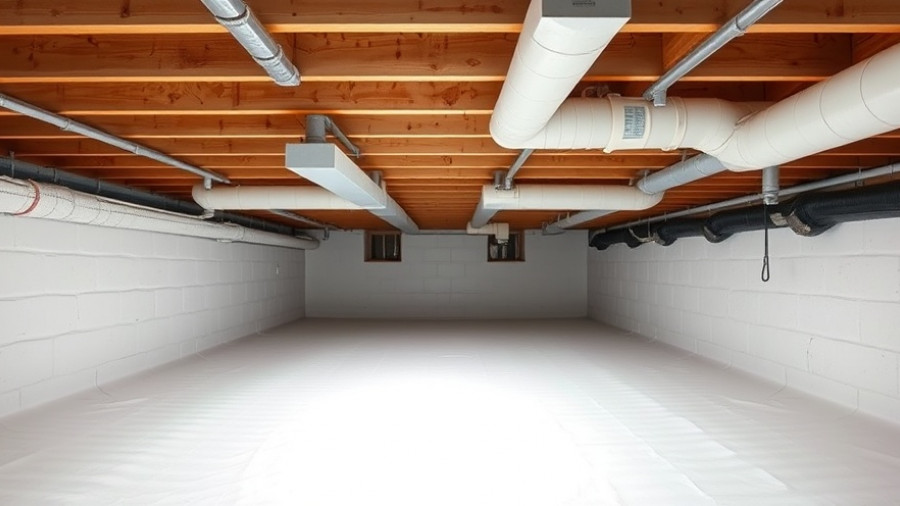 Radon testing with a home inspection in a clean basement crawl space.