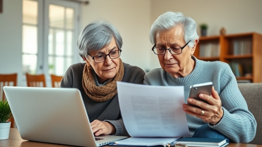 Older couple examining Medicare quality and affordability documents.