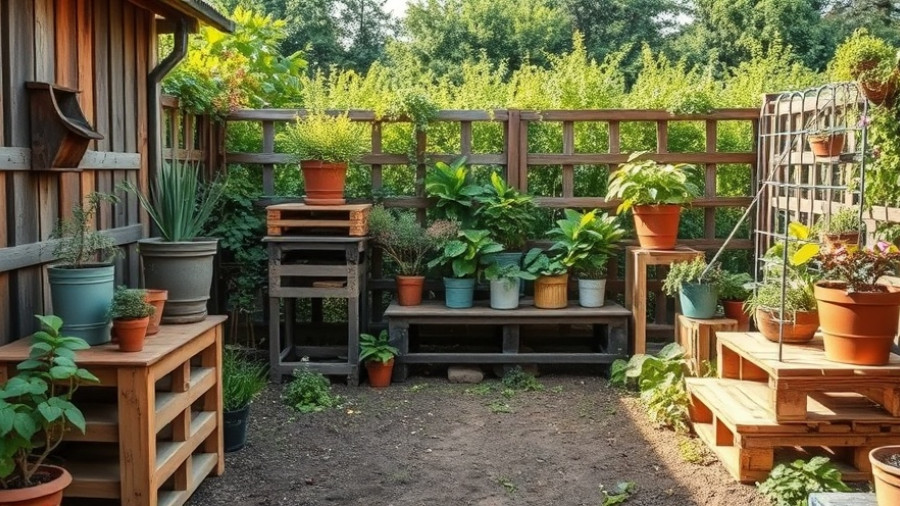DIY rustic garden with plants and wooden pallets, garden for free.