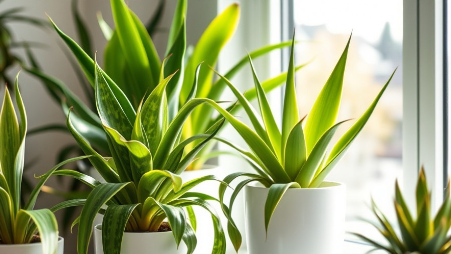 Vibrant houseplants for bright light in white pots by a window.