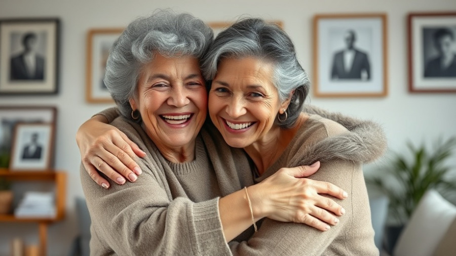 Joyful embrace between older and younger women in a cozy room, highlighting bonds and retirement savings.