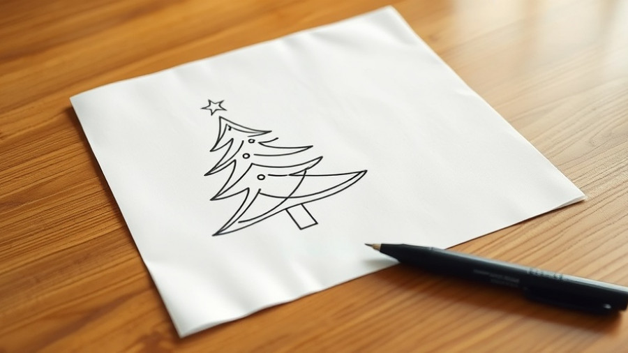 DIY window clings, Christmas tree outline drawn on paper with marker.