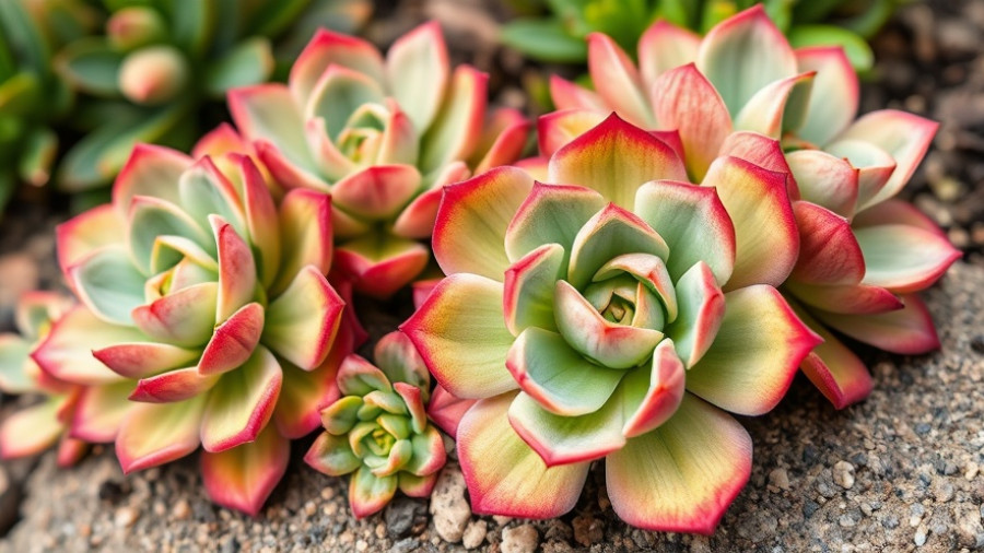 Topsy Turvy Echeveria rosettes with curled leaves on rocks.