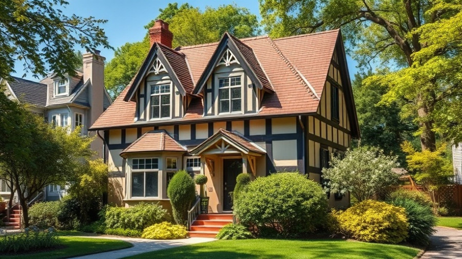Charming Tudor-style home surrounded by lush greenery, illustrating considerations for how much homeowners insurance do I need.