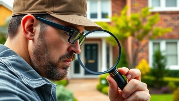 Inspector emphasizing the importance of home inspections with magnifying glass.
