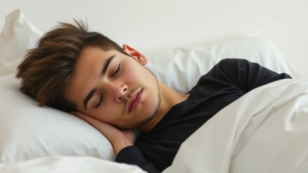 Science of Sleep: Young man sleeping peacefully next to books.