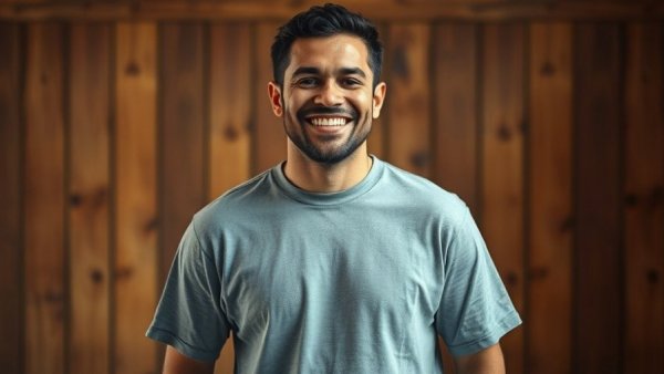 Smiling man sharing easiest gardening hacks inside cozy wooden room.