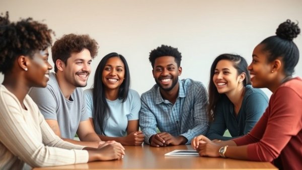 Diverse young adults in a lively discussion about personal finance.