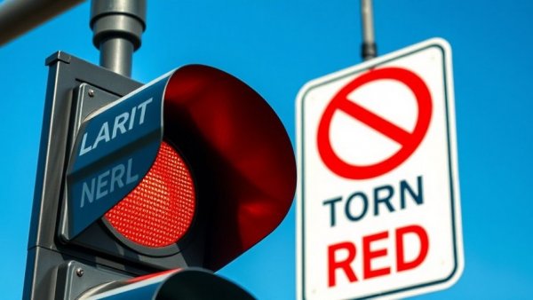 Traffic light with red light and 'No Turn on Red' sign depicting red light laws in the U.S.