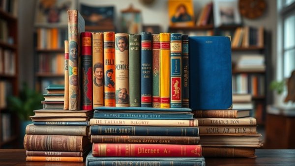 Vibrant book covers in a cozy setting related to senior living communities.