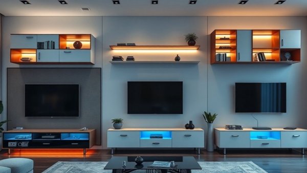 Modern TV cabinet design ideas in a contemporary living room.