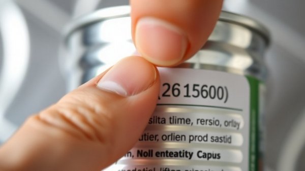 Close-up of finger pointing to food expiration date on can.