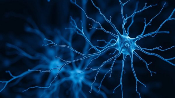 Detailed neuron illustration related to stroke symptoms FAST method.