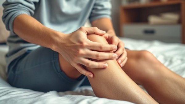 Close-up of hands holding a knee, Arthritis Symptoms and Treatments context.