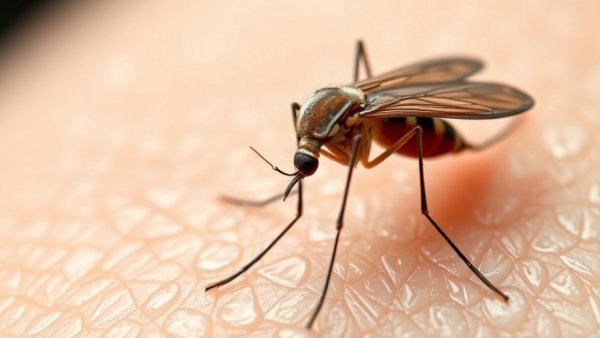 Mosquito illustrating dengue symptoms and prevention, close-up view.