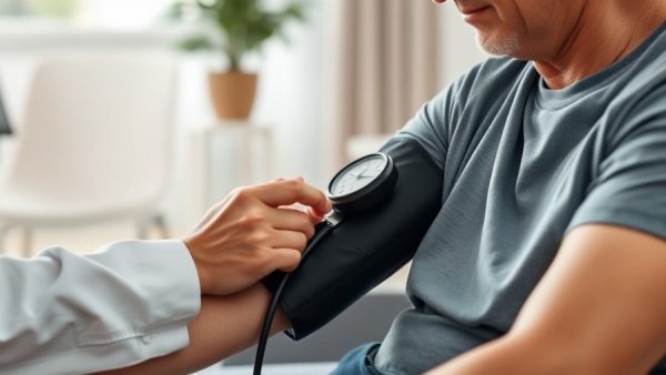 Healthcare professional measuring blood pressure, highlighting nocturnal hypertension.