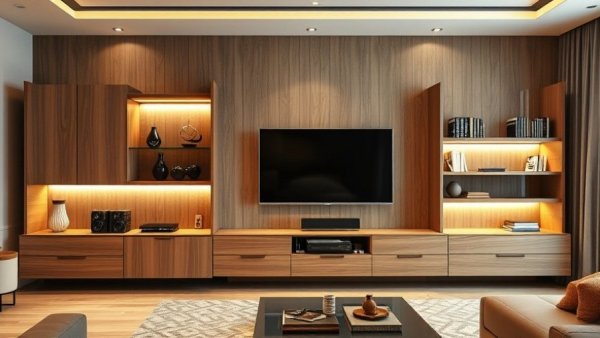Modern TV unit designs 2025 showcase sleek, stylish living room decor.