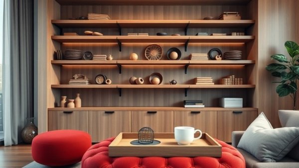 DIY home organization ideas featuring furniture and shelving.